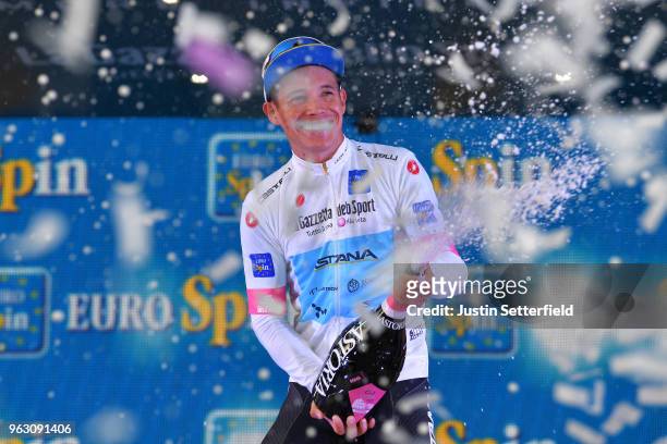 Podium / Miguel Angel Lopez of Colombia and Astana Pro Team White Best Young Jersey / Celebration / Champagne / during the 101st Tour of Italy 2018,...