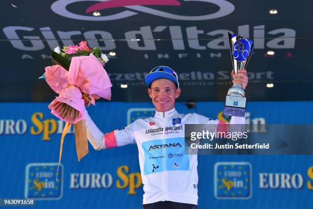 Podium / Miguel Angel Lopez of Colombia and Astana Pro Team White Best Young Jersey / Celebration / during the 101st Tour of Italy 2018, Stage 21 a...