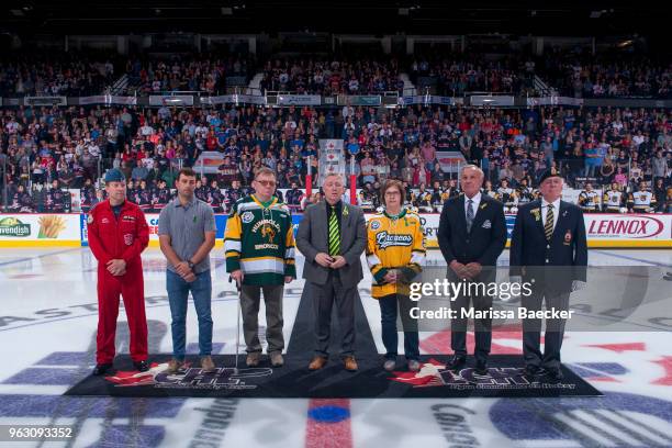 Lieutenant Colonel Michael French of the Canadian Armed Forces, Regina Pats Alumni, NY Islanders NHL player Jordan Eberle, Lyle Brons, father of the...