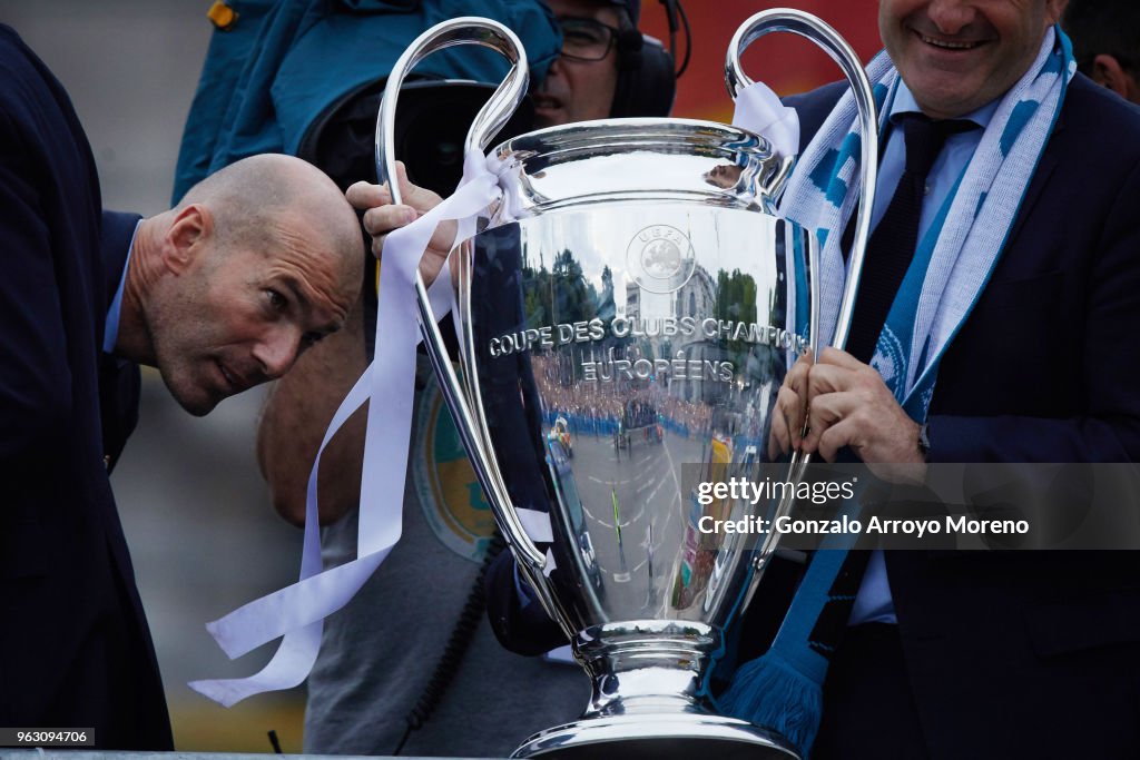 Real Madrid Celebrate After Victory In The Champions League Final Against Liverpool