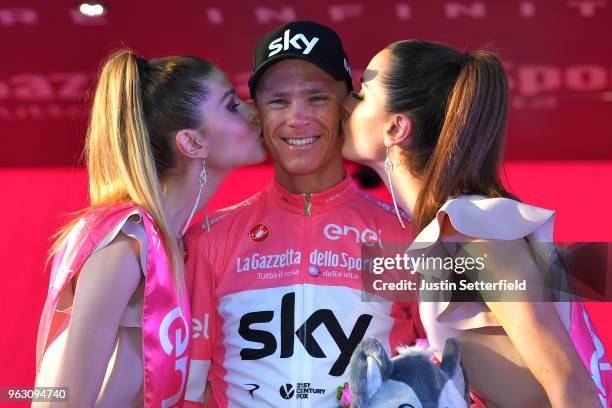 Podium / Christopher Froome of Great Britain Pink Leader Jersey / Celebration / Trofeo Senza Fine / during the 101st Tour of Italy 2018, Stage 21 a...