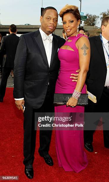 Singer Mary J. Blige and husband Kendu Isaacs arrive at the 52nd Annual GRAMMY Awards held at Staples Center on January 31, 2010 in Los Angeles,...