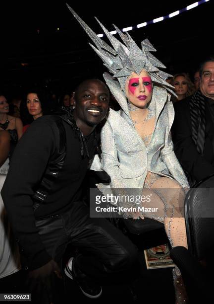 Akon and Lady Gaga attends the 52nd Annual GRAMMY Awards held at Staples Center on January 31, 2010 in Los Angeles, California.