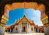 The Marble Temple in Bankgok Thailand. Locally known as Wat Benchamabophit.