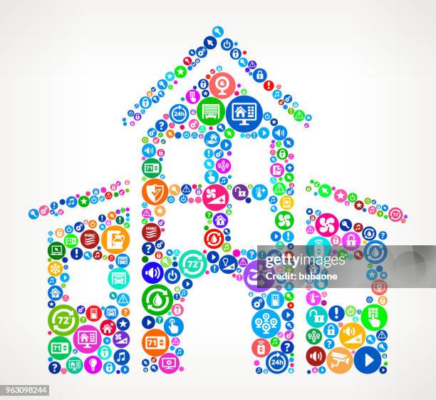 school building home automation technology icon pattern - school security camera stock illustrations