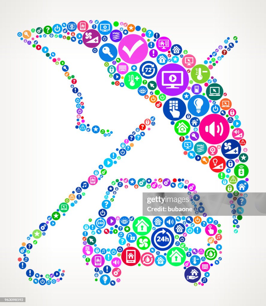 Car Insurance Home Automation Technology Icon Pattern