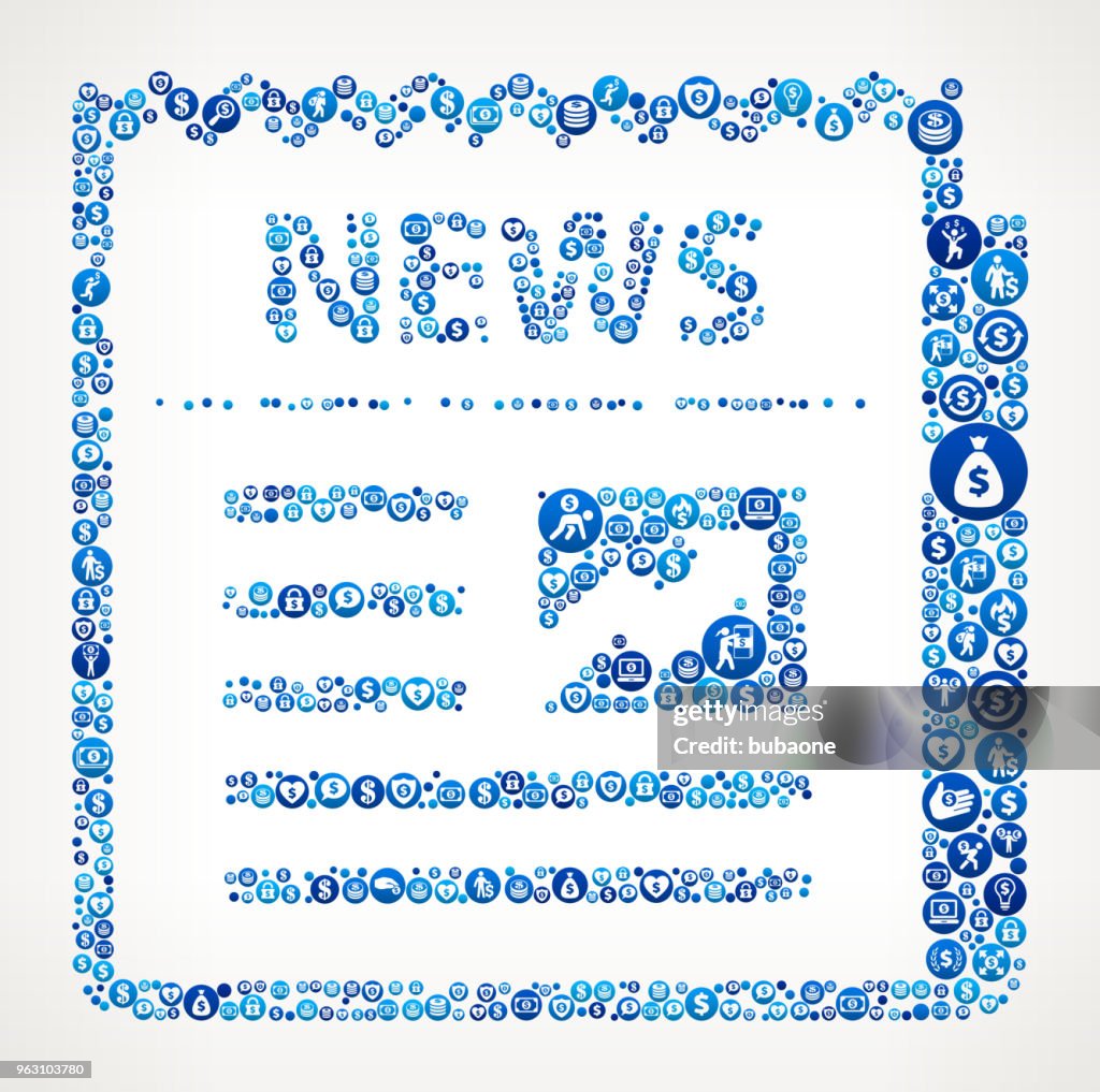 Newspaper Money Blue Icon Pattern Background