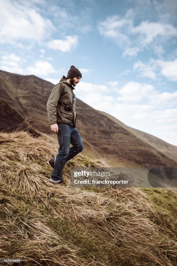 Man hiking in the mountains