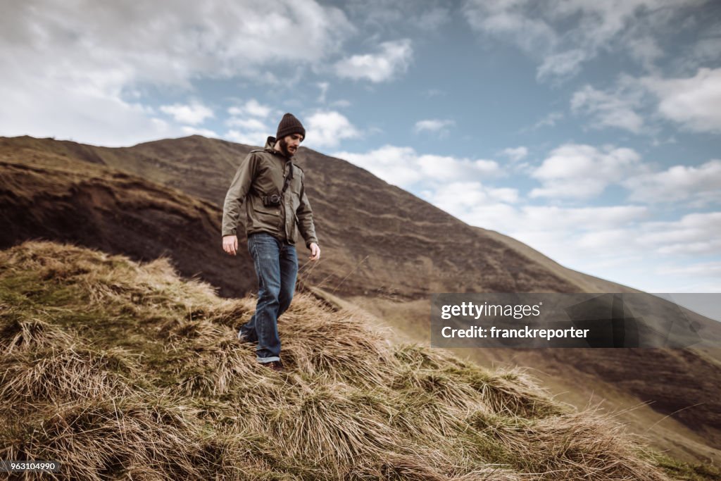 Man hiking in the mountains