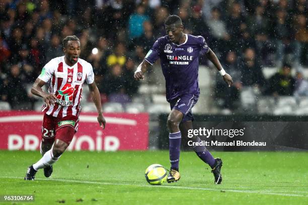Ibrahim Sangare of Toulouse during the Ligue 1 play-off match between Toulouse and AC Ajaccio on May 27, 2018 in Toulouse, France.