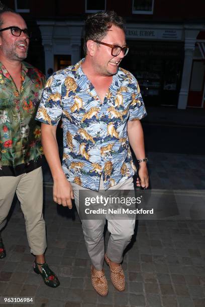 Alan Carr seen arriving at Kylie Minogue's 50th Birthday Party at the Chiltern Firehouse on May 27, 2018 in London, England.