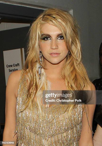 Singer Ke$ha backstage during the 52nd Annual GRAMMY Awards held at Staples Center on January 31, 2010 in Los Angeles, California.