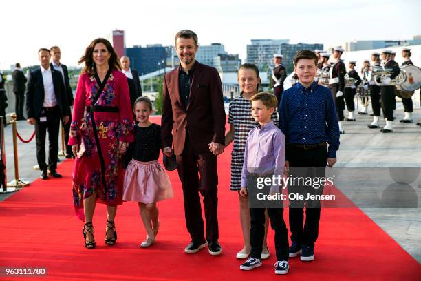 Crown Prince Frederik of Denmark and Crown Princess Mary together with their four children - Princess Josephine, Princess Isabella, Prince Vincent,...