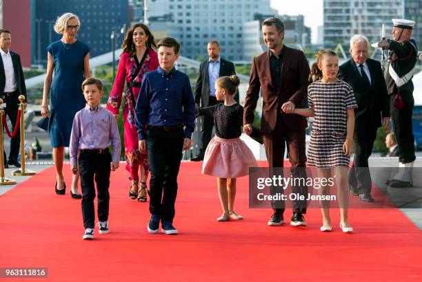 Crown Prince Frederik of Denmark and Crown Princess Mary together with their four children - Prince Vincent, prince Christian, Princess Josephine,...