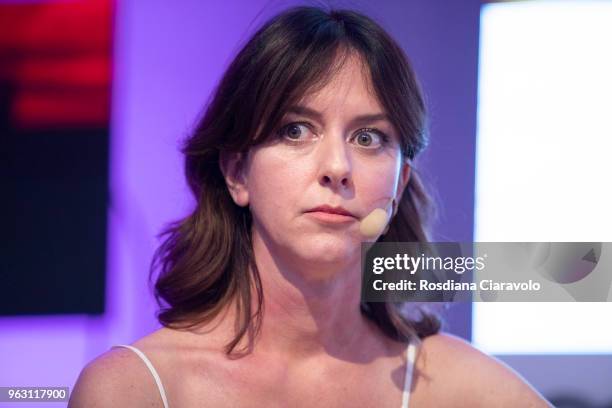 Italian satirist and actress Caterina Guzzanti attends Wired Next Fest on May 27, 2018 in Milan, Italy.