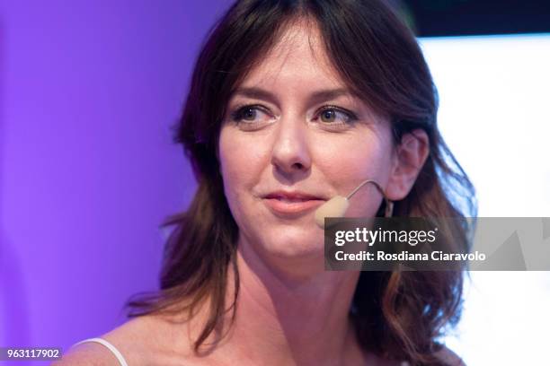 Italian satirist and actress Caterina Guzzanti attends Wired Next Fest on May 27, 2018 in Milan, Italy.