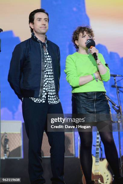 Nick Grimshaw and Annie Mac speak on stage during day 2 of BBC Radio 1's Biggest Weekend 2018 held at Singleton Park on May 27, 2018 in Swansea,...