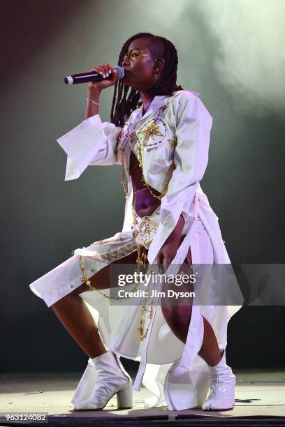 Kelela performs live on stage during the All Points East festival at Victoria Park on May 27, 2018 in London, England.