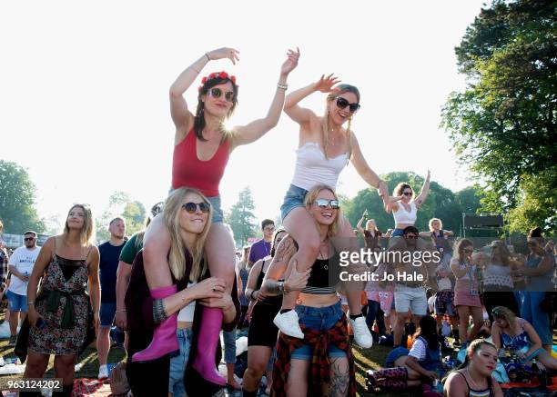Members of the crowd dance at BBC Music Biggest Weekend held at Singleton Park on May 27, 2018 in Swansea, Wales.