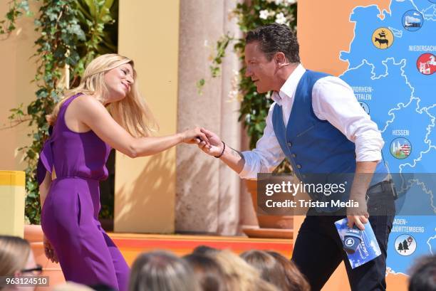 Stefanie Hertel and Stefan Mross during the 1st show of the season of the TV show 'Immer wieder sonntags' at Europa Park on May 27, 2018 in Rust,...