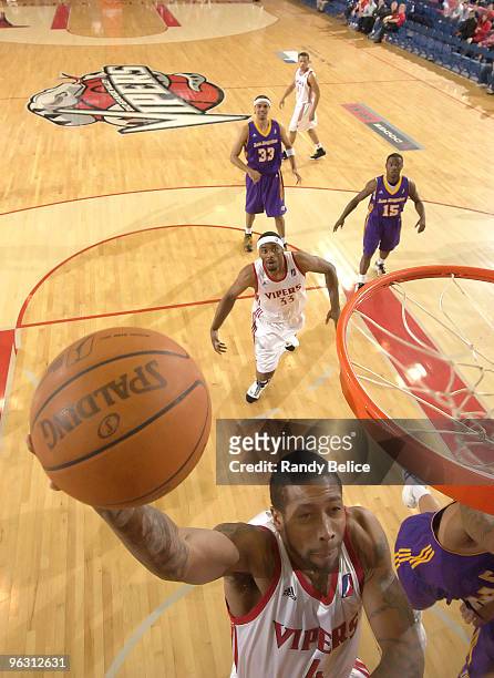 Antonio Anderson of the Rio Grande Valley Vipers goes to the basket during the NBA D-League game against the Los Angeles D-Fenders on January 31,...