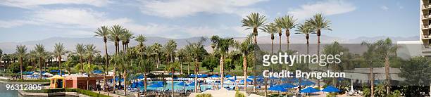 panorama of luxury hotel - palm springs resort stock pictures, royalty-free photos & images