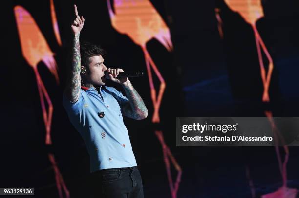 Fedez attends 'Che Tempo Che Fa' tv show on May 27, 2018 in Milan, Italy.