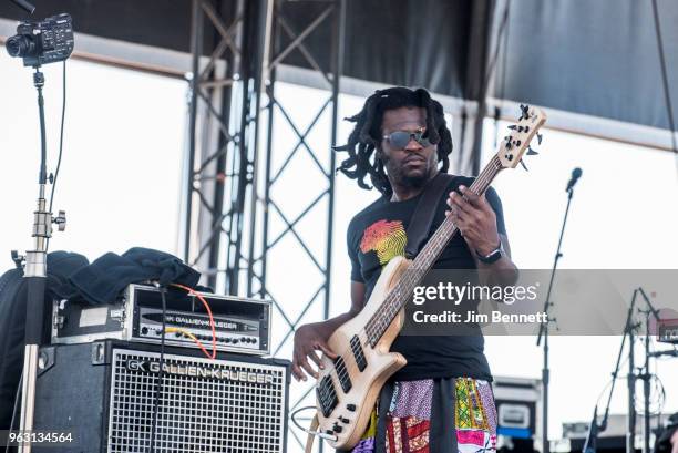 Bassist Jonathan Johnson of Tank And The Bangas performs live on stage at Gorge Amphitheatre on May 27, 2018 in George, Washington.