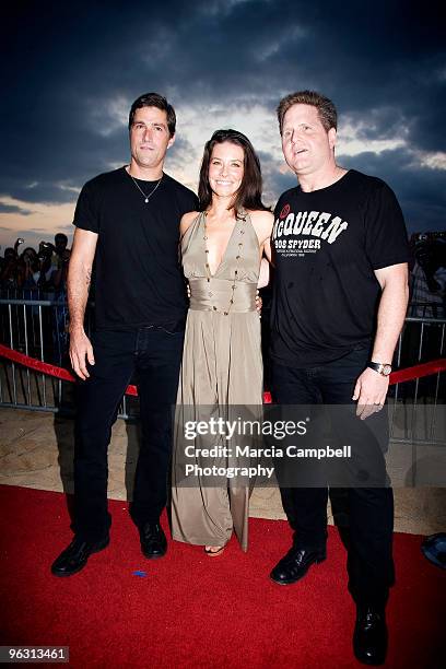 Matthew Fox, Stephen McPherson and Evangeline Lily attend the "Lost" screening and premiere party at Wolfgang's Steakhouse on January 30, 2010 in...