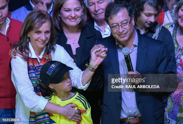 Colombian presidential candidate Gustavo Petro for the Colombia Humana Party, next to his running mate Angela Robledo , his wife Veronica Alcocer and...