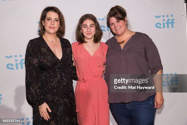 Melanie Lynskey, Sophia Mitri Schloss and Megan Griffiths arrive for a screening of the film "Sadie" during the Seattle International Film Festival...