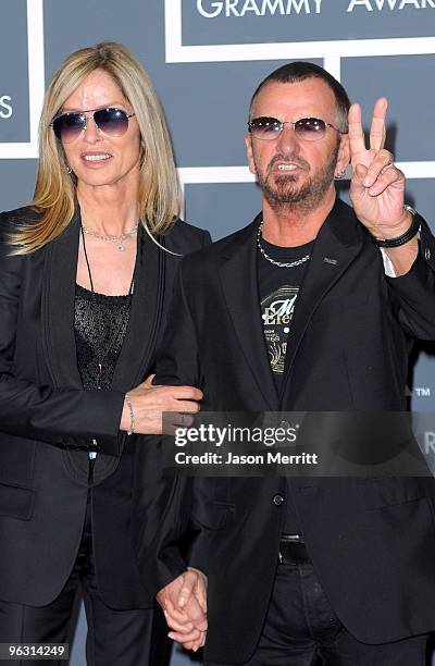 Musician Ringo Starr and wife Barbara Bach arrive at the 52nd Annual GRAMMY Awards held at Staples Center on January 31, 2010 in Los Angeles,...