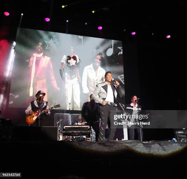 Jackie Jackson, Jermaine Jacksonm Tito Jackson and Marlon Jackson of The Jacksons perform at Common People Festival on Southampton Common on May 27,...