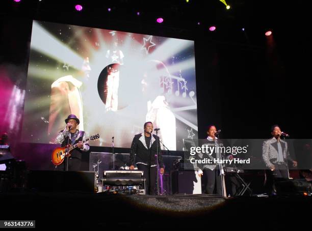 Tito Jackson, Jackie Jackson, Marlon Jackson and Jermaine Jackson of The Jacksons perform at Common People Festival on Southampton Common on May 27,...