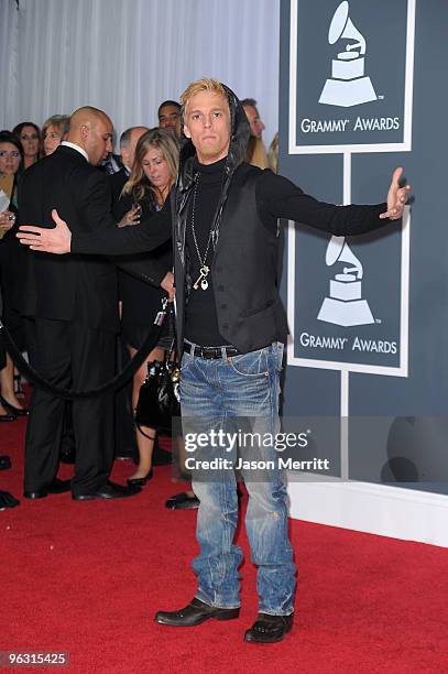 Singer Aaron Carter arrives at the 52nd Annual GRAMMY Awards held at Staples Center on January 31, 2010 in Los Angeles, California.