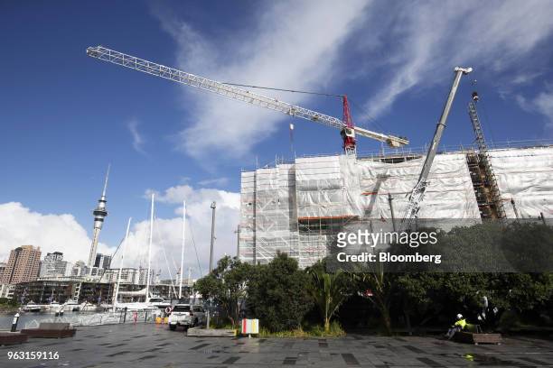 The Park Hyatt hotel stands under construction in Auckland, New Zealand, on Wednesday, May 23, 2018. On the waterfront of New Zealand's largest city,...