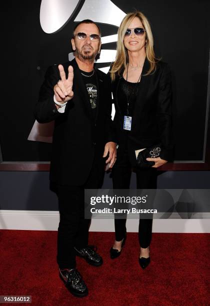 Musician Ringo Starr and Barbara Bach arrives at the 52nd Annual GRAMMY Awards held at Staples Center on January 31, 2010 in Los Angeles, California.