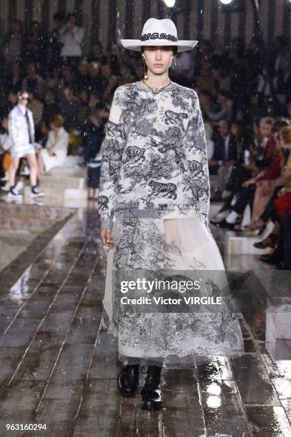 Model walks the runway during the Christian Dior Couture S/S19 Cruise Collection on May 25, 2018 in Chantilly, France.