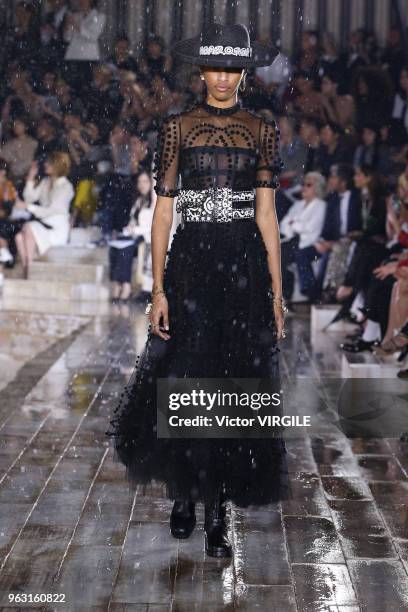 Model walks the runway during the Christian Dior Couture S/S19 Cruise Collection on May 25, 2018 in Chantilly, France.