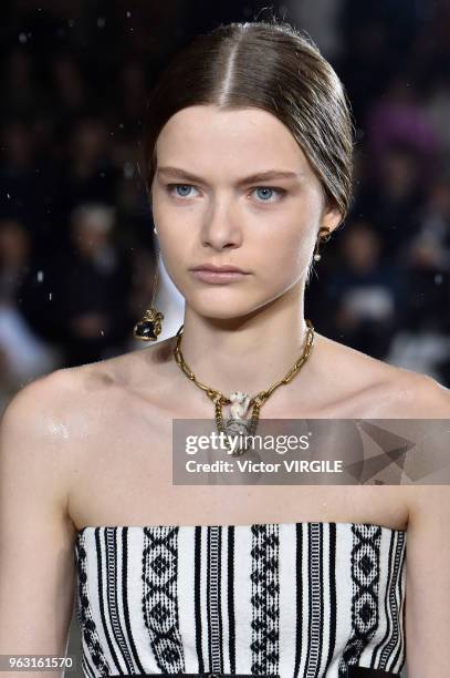 Model walks the runway during the Christian Dior Couture S/S19 Cruise Collection on May 25, 2018 in Chantilly, France.