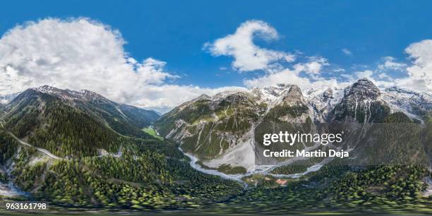 ortler alps stelvio pass 360° hdr aerial spherical panorama - hdri 360 foto e immagini stock