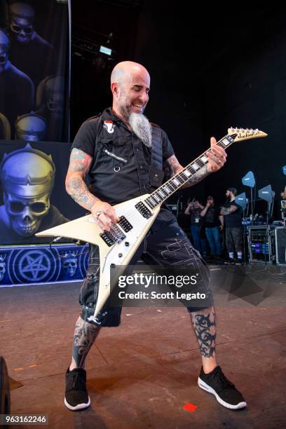 Scott Ian of Anthrax performs at Michigan Lottery Amphitheatre on May 27, 2018 in Sterling Heights, Michigan.