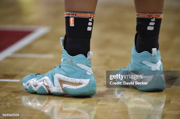 Sneakers of Kelsey Bone of the Las Vegas Aces seen during the game against the Seattle Storm in a WNBA game on May 27, 2018 at the Mandalay Bay...