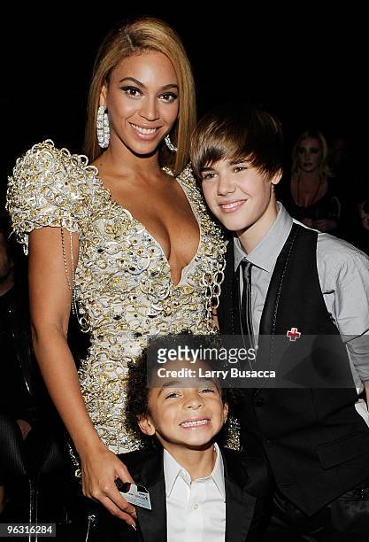 Singers Beyonce and Justin Bieber in the audience during the 52nd Annual GRAMMY Awards held at Staples Center on January 31, 2010 in Los Angeles,...