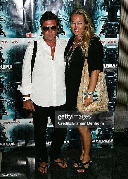 Fashion designer Wayne Cooper and Sarah Marsh attend the Australian premiere of "Daybreakers" at Hoyts at The Entertainment Quarter on February 1,...
