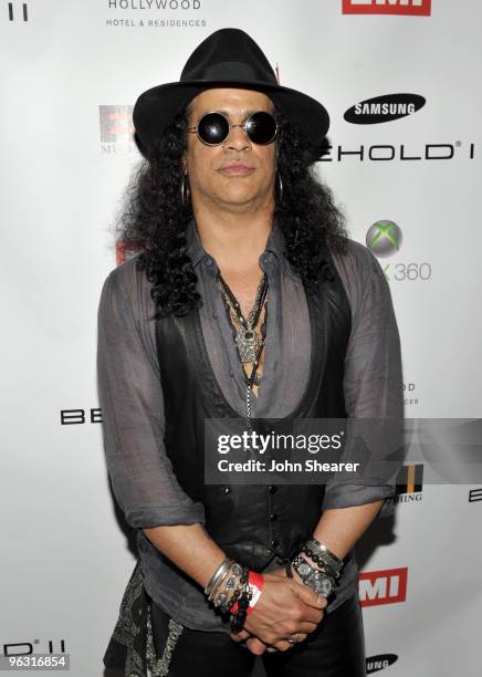 Musician Slash attends the 2010 EMI Post GRAMMY Party at the W Hollywood Hotel and Residences on January 31, 2010 in Hollywood, California.