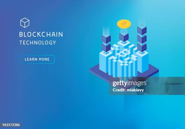 bitcoin blockchain technology - blockchain stock illustrations