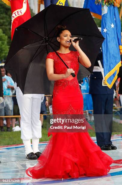 The Voice" Season 14 finalist Spensha Baker performs at the 2018 National Memorial Day Concert at U.S. Capitol, West Lawn on May 27, 2018 in...