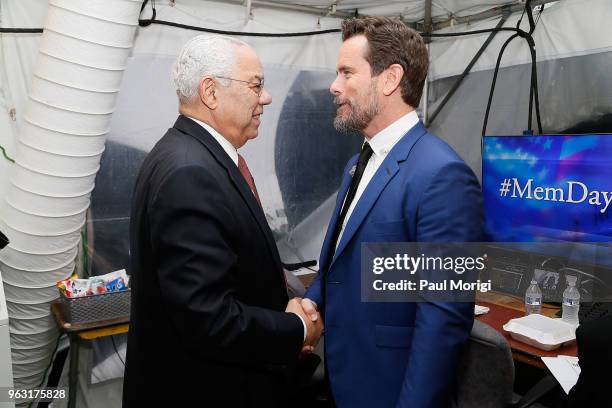 Distinguished American leader General Colin L. Powell, USA and Country music singer and television star Charles Esten talk backstage at the 2018...
