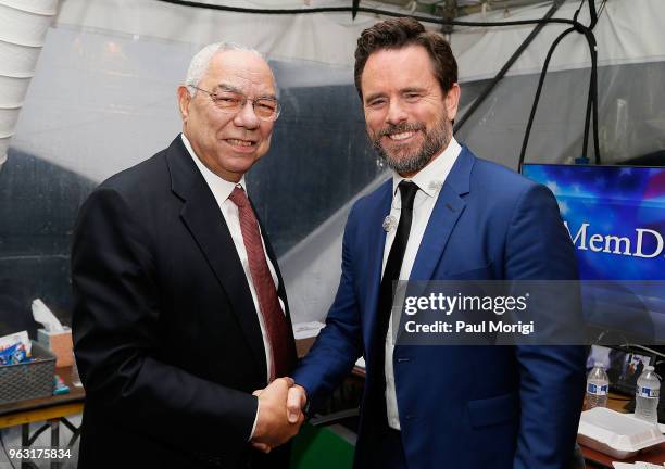 Distinguished American leader General Colin L. Powell, USA and Country music singer and television star Charles Esten backstage at the 2018 National...